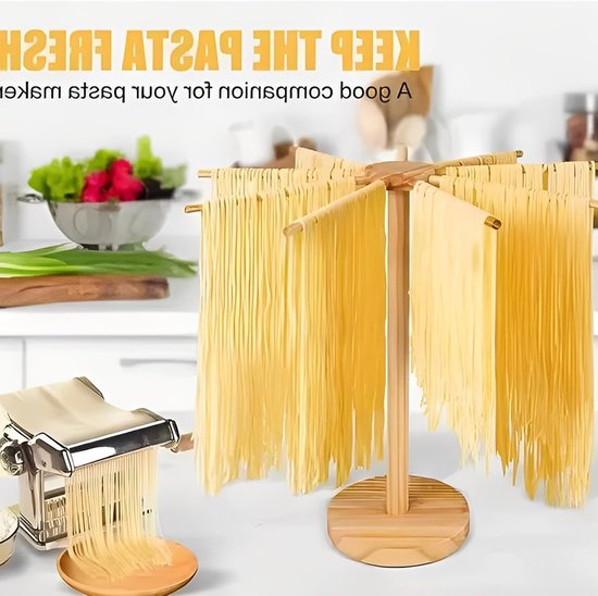 Dailygoods - Noedeldroger met 9 stangen, inklapbaar, plank voor verse en zelfgemaakte pasta, keukengereedschap voor het ophangen van handgemaakte pasta van Dailygoods — afbeelding 3