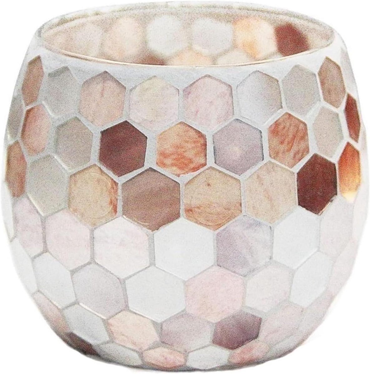 Gekleurde Kandelaar - Glas Houder - Tafel Decoratie - Handgemaakt Ontwerp - 10.5 x 9 cm - Gekleurd