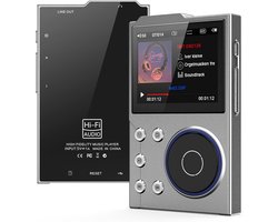HiFi MP3-speler met Bluetooth, Lossless DSD DAC (FLAC), High-Resolution muziekspeler, draagbare audiospeler met 16 GB geheugenkaart, ondersteunt tot 256 GB, 2,4 inch