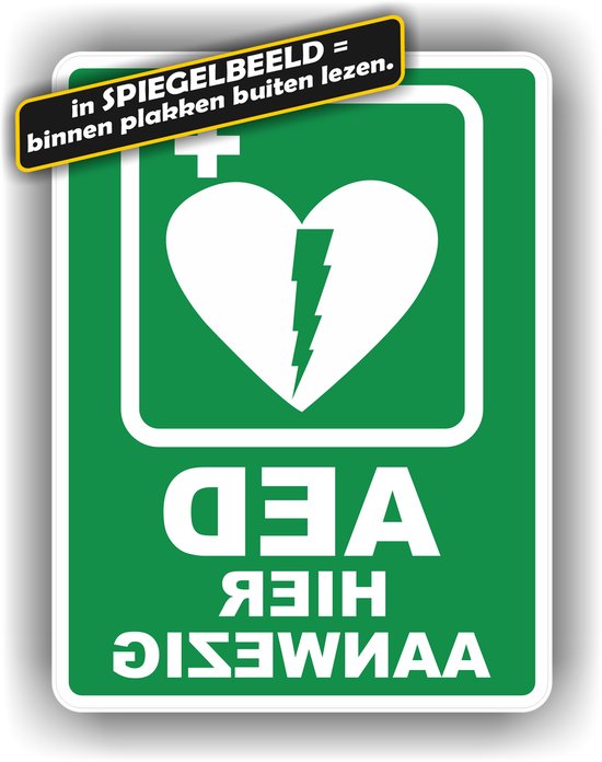 Jerma - AED disponible ici - Autocollant pour fenêtre - Image miroir - 20x25cm