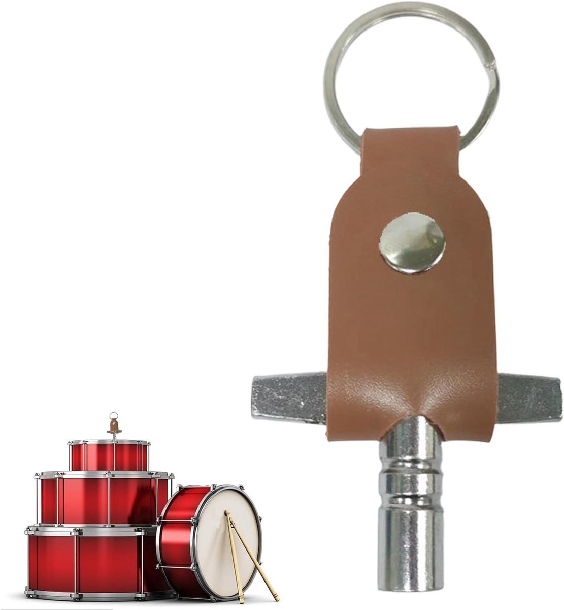 Drumsleutel Houder - Stemtool Tasje - Drum Stemmen - Leer Met Gespen - 19 x 17 cm - Donkerbruin