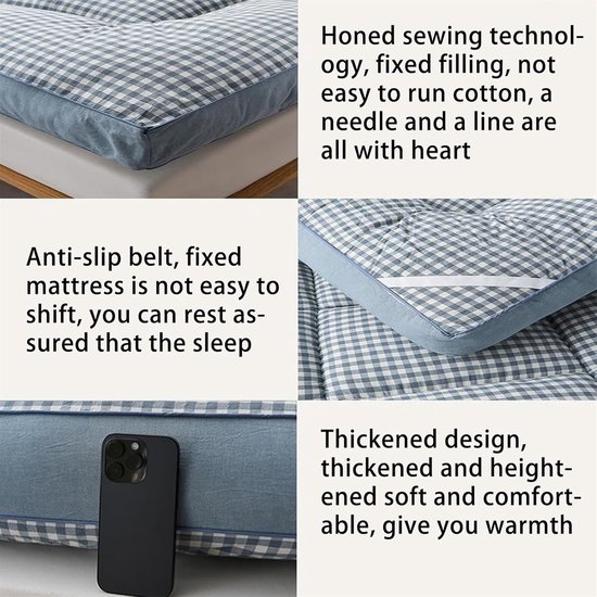 Japanse Futonmatras - Vloermatras Opvouwbaar - Comfortabel Slapen - Extra Dik Ontwerp - 90x200cm - Grijs — afbeelding 3