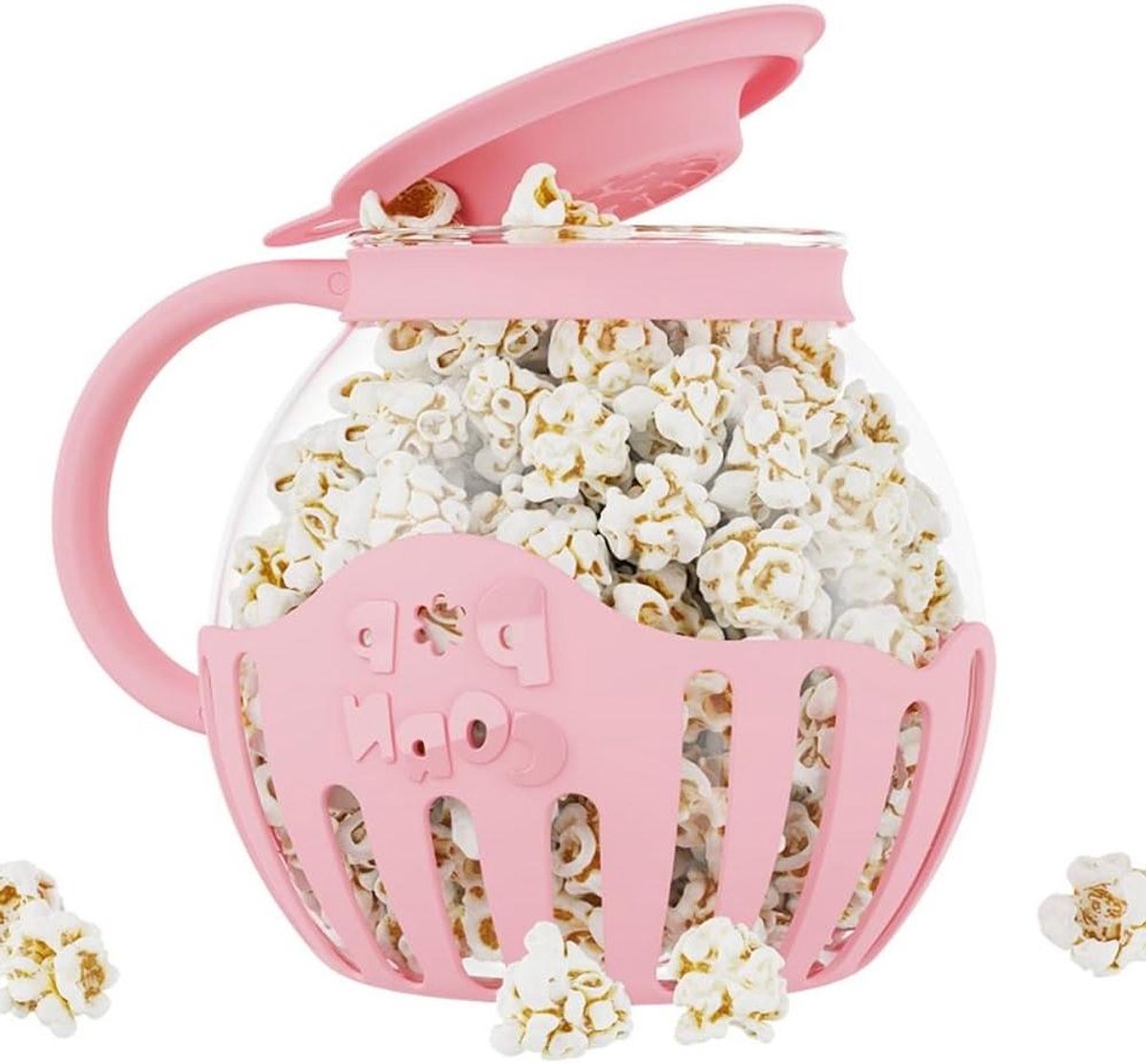 Popcornmachine - Magnetron snacks - Thuis genieten - Veelzijdig deksel - 22 x 22 x 22 cm - Roze