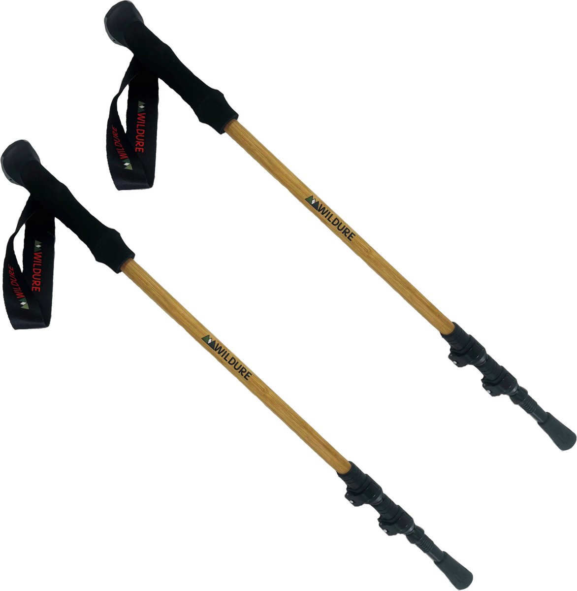 Wildure - VICU Bamboo - Wandelstokken - 100-135cm - 205 gram per stok - Bamboe & aluminium - 2 stuks