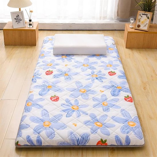 Japanse Futon Matras - Zachte Vloerbedekking - Comfortabel Slapen - Opvouwbaar Ontwerp - 180x200cm - Blauw — afbeelding 5