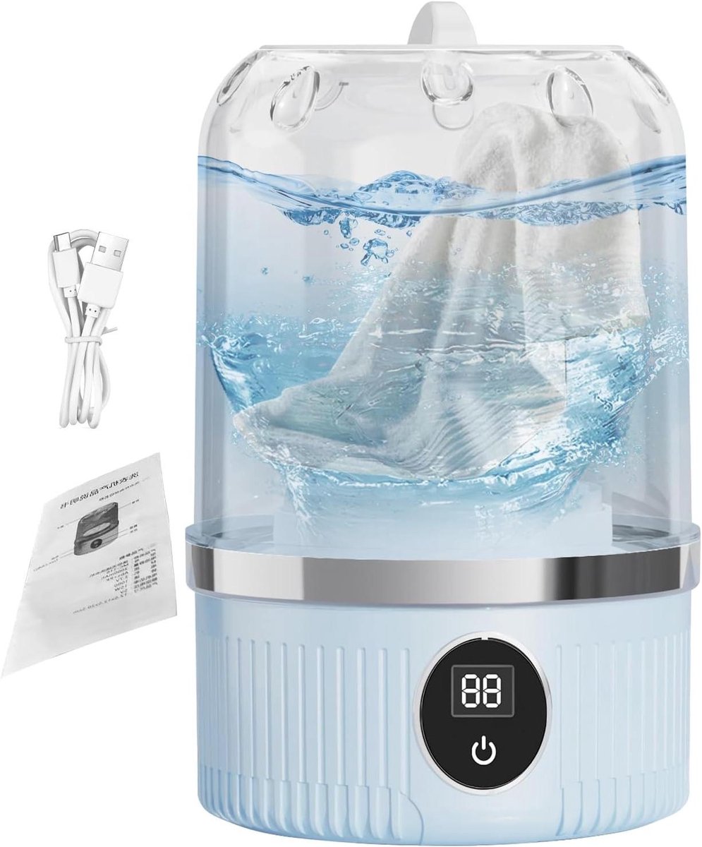 Reiswasmachine Compact apparaat Ondergoed wassen Ultrasone reiniging 21.5 cm Wit