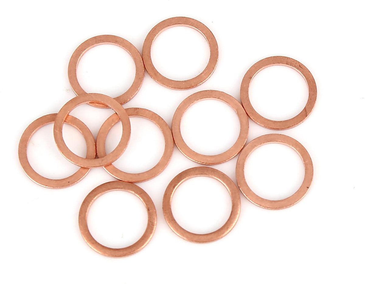 Dailygoods - Set van 10 Koperen Sluitringen 12 x 16 x 1,5 mm