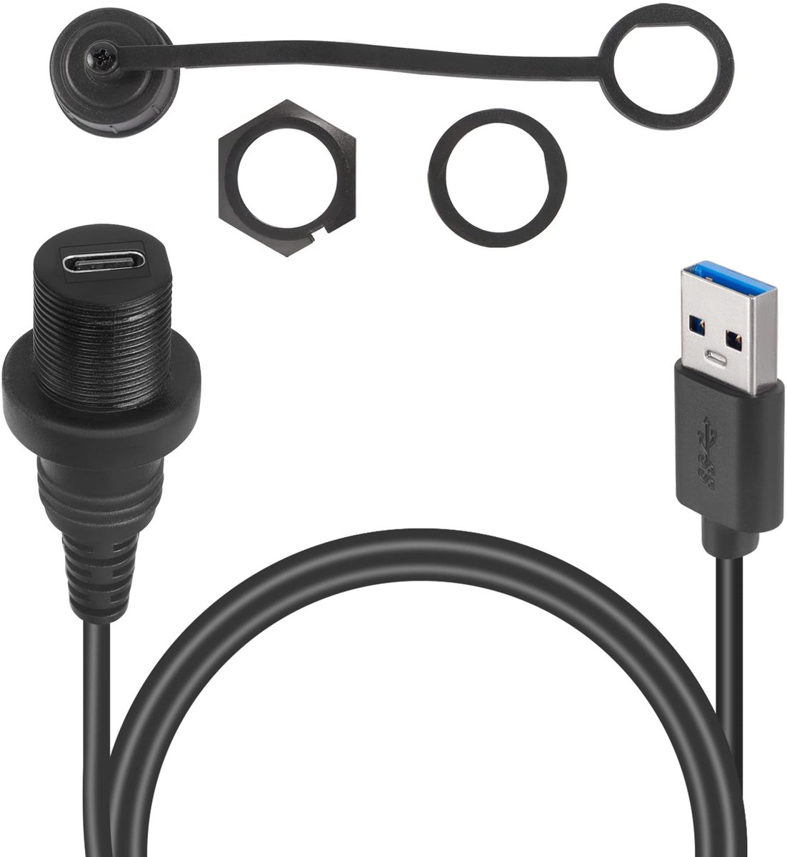 Dailygoods - USB C naar USB 3.0 Waterdichte Kabeladapter voor Auto en Desktop