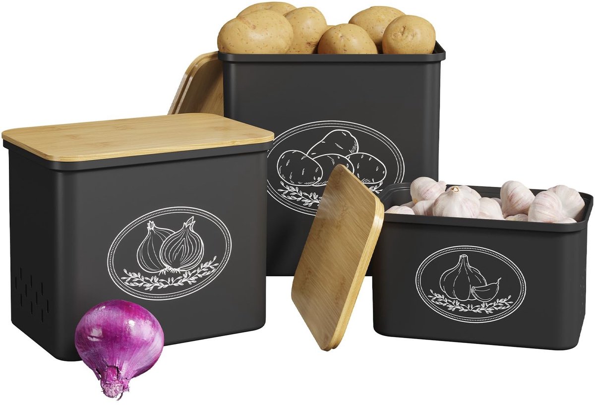 Dailygoods - Stapelbare Keukencontainers voor Aardappelen en Uien met Deksel