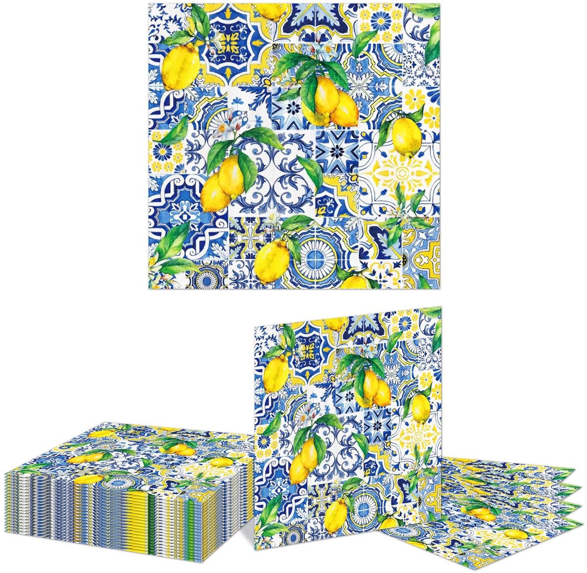 Dailygoods - 20 Stuks Papieren Servetten met Citroen Design voor Feestjes
