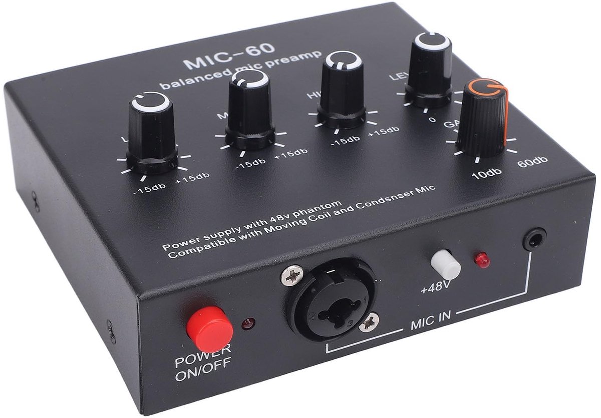 Dailygoods - Microfoon Voorversterker met 48V Power XLR-uitgang