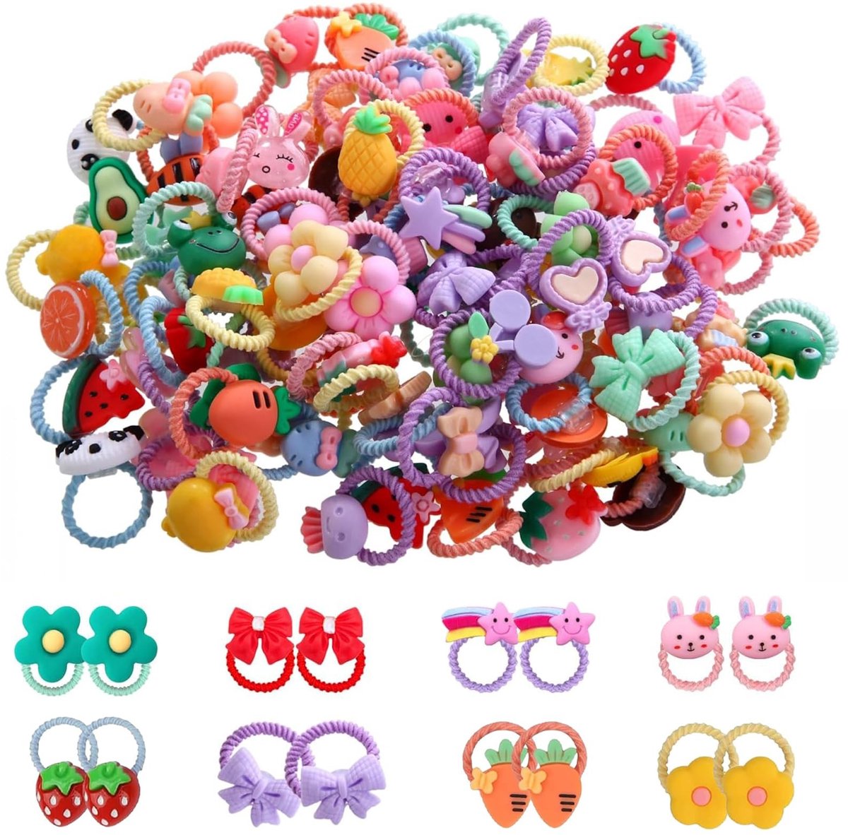 Dailygoods - 100 Stuks Elastische Haarelastiekjes voor Kinderen