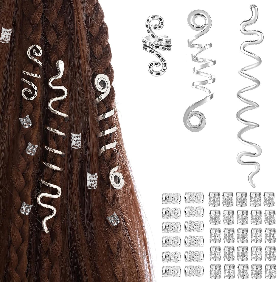 Dailygoods - Set van 40 Spiraalvormige Haaraccessoires voor Dreadlocks