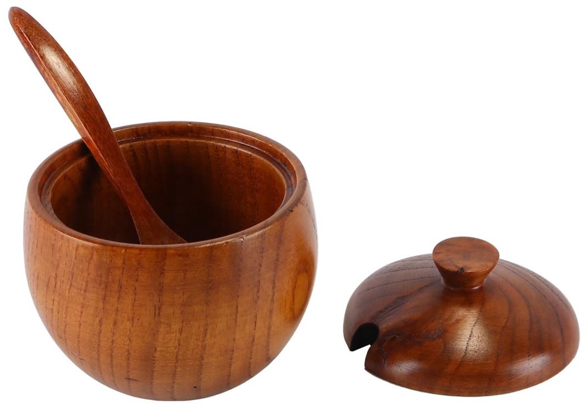 Dailygoods - Houten Kruidendoos met Deksel en Lepel