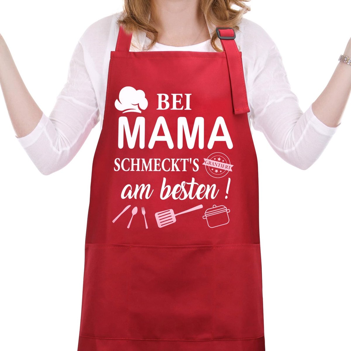 Dailygoods - Schort voor Mama met Opbergvakken en Verstelbare Nekriem