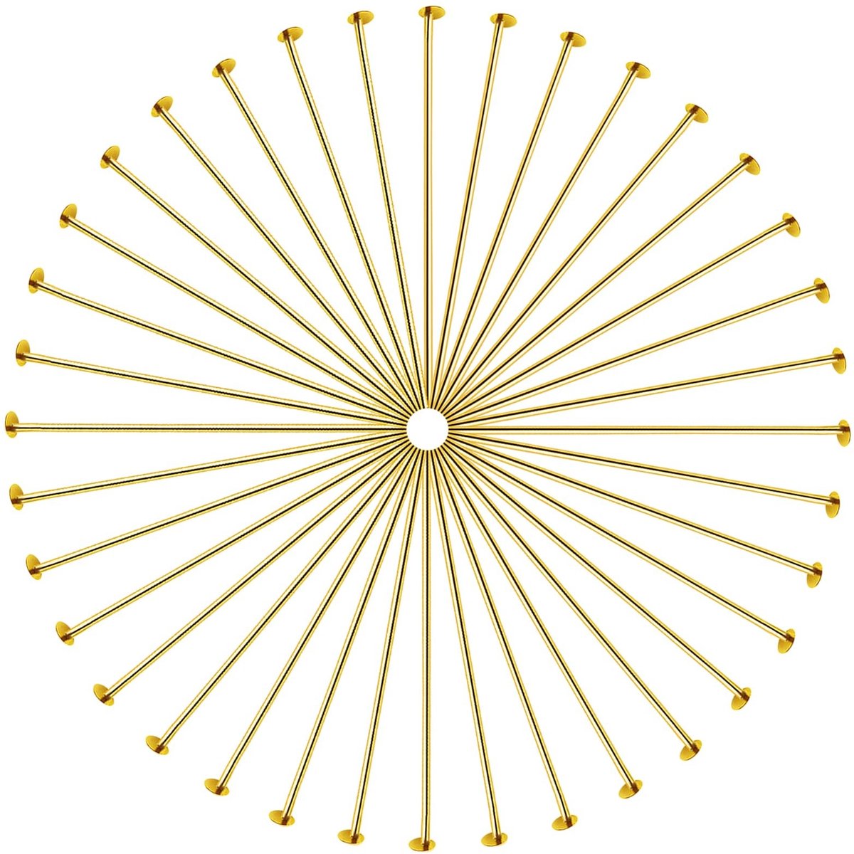 Dailygoods - 200 stuks Platte Kop Naalden Roestvrij Staal 50 mm Goud