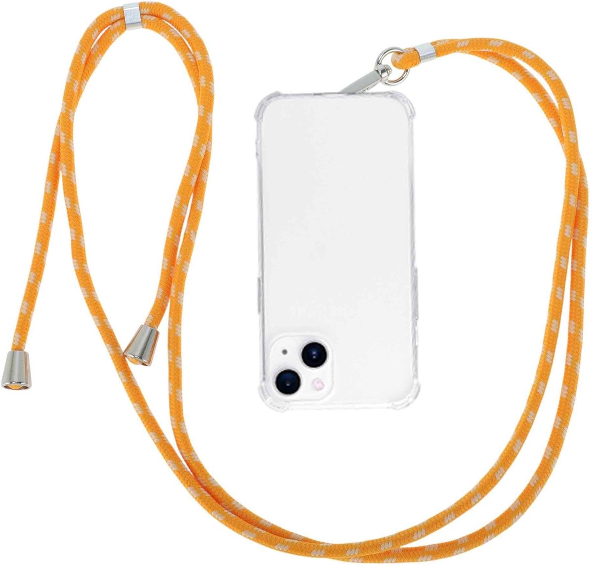 Dailygoods - Telefoonkoord met Universele Patch in Oranje en Beige
