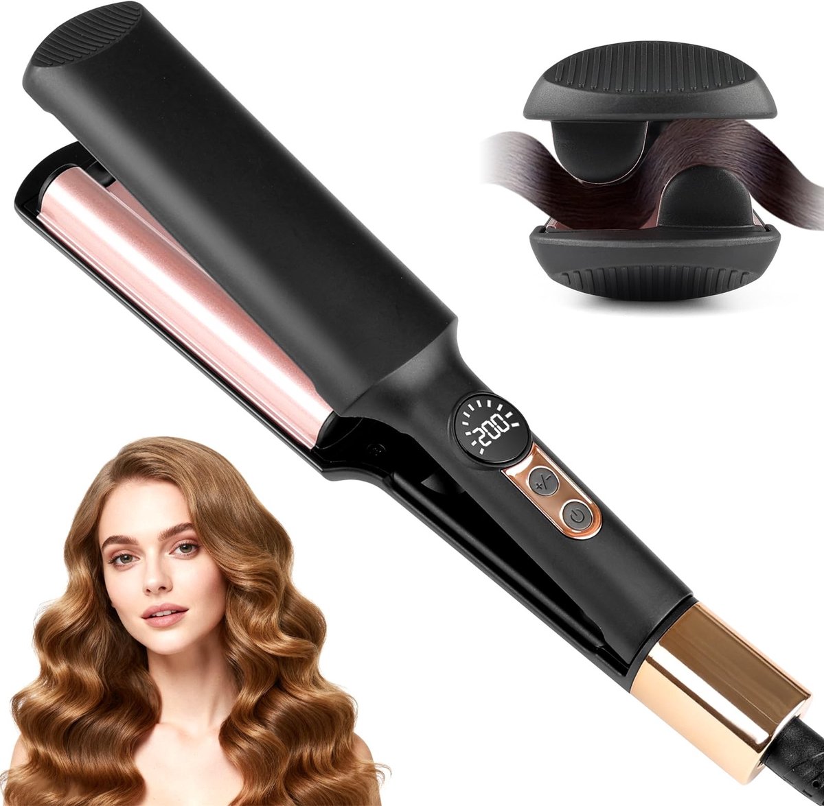 Dailygoods - Draagbare Krultang voor Golvend Haar met Instelbare Temperatuur