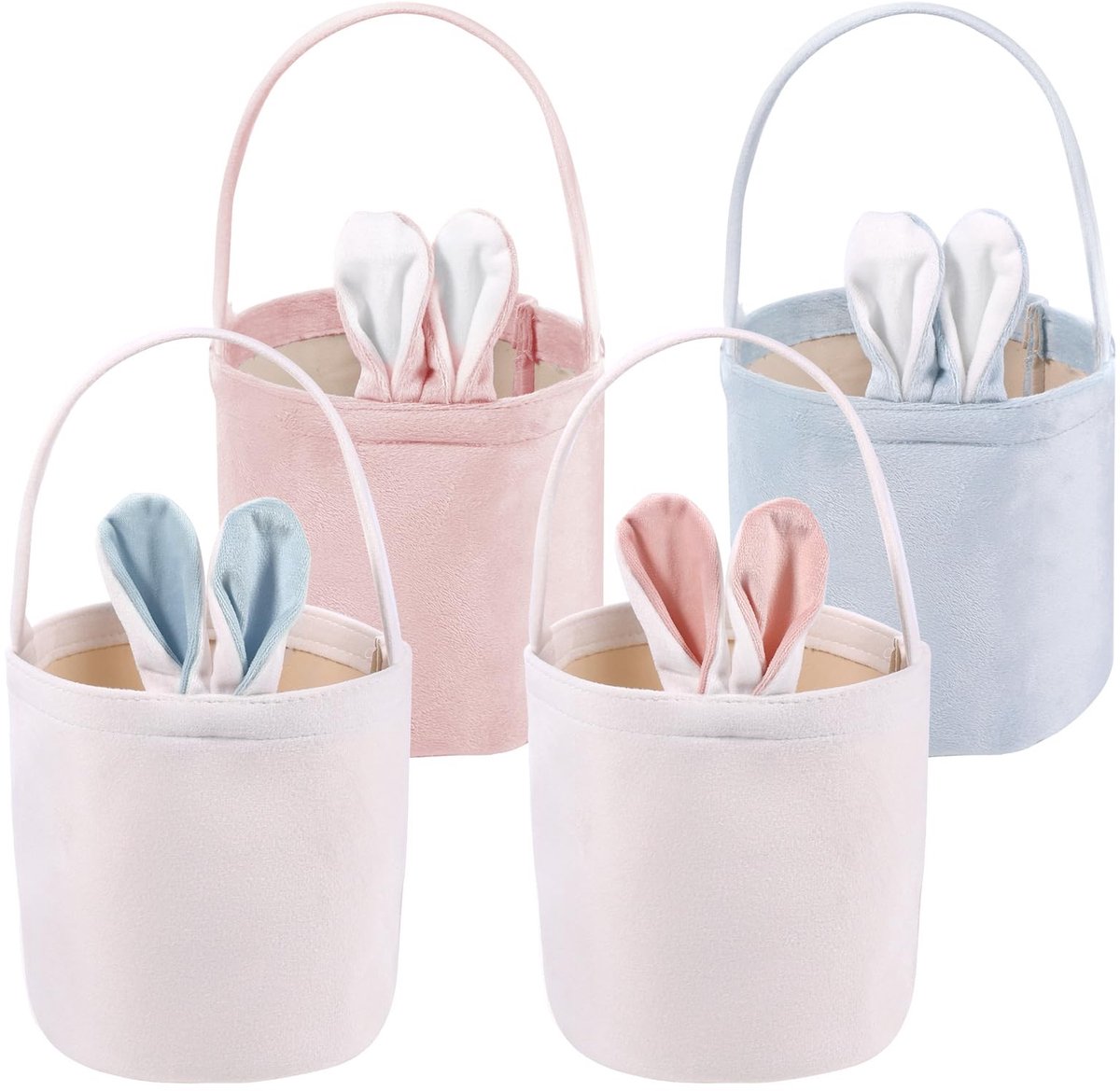 Dailygoods - Set van 4 Paasgeschenkzakjes met Handvat en Konijnenoren