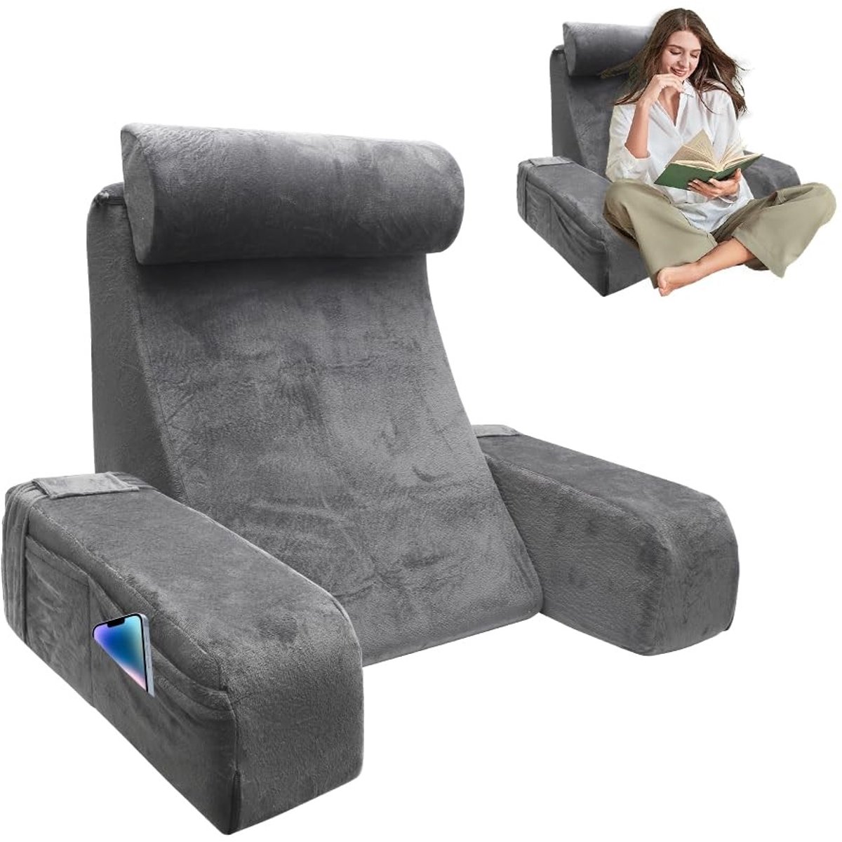 Dailygoods - Ergonomisch Leeskussen met Bekerhouder en Telefoonhouder