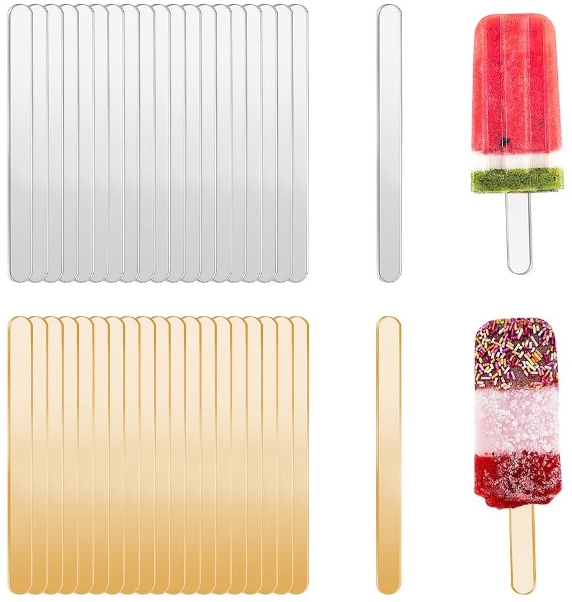 Dailygoods - 40 Herbruikbare Acryl IJsstokjes voor Desserts