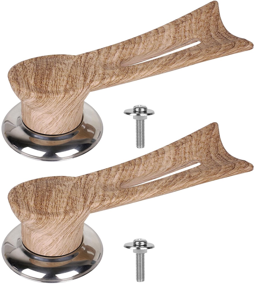 Dailygoods - Set van 2 Universele Potdekselknoppen met Houtlook