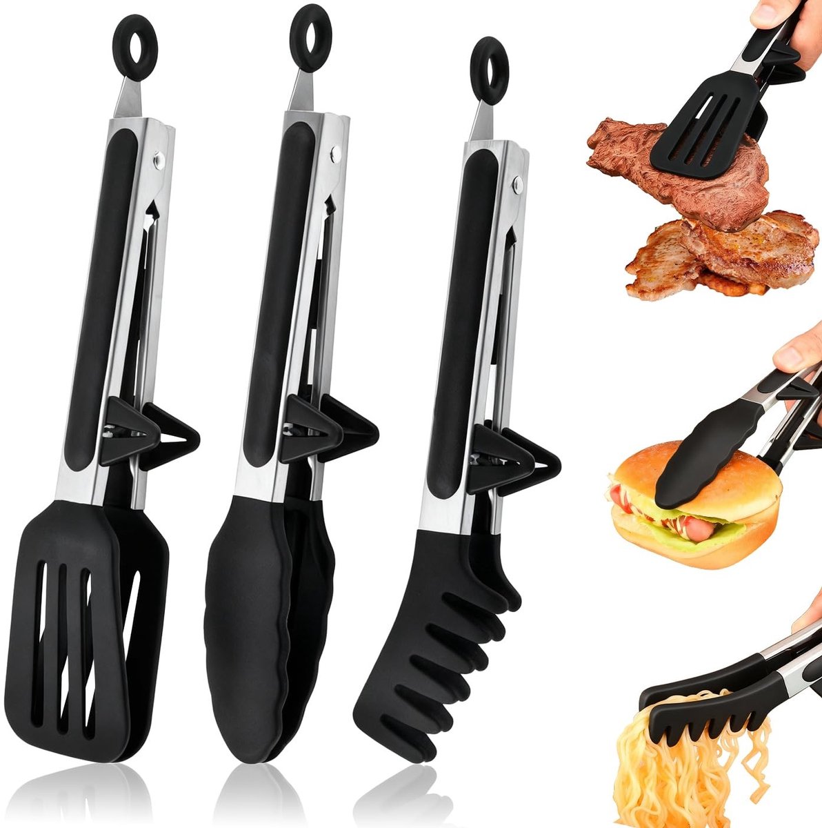 Dailygoods - Keukentang Set van 3, 26 cm Roestvrij Staal met Siliconen Punt