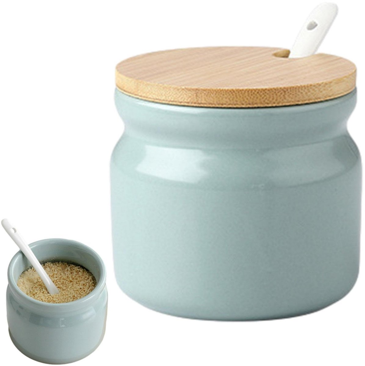 Dailygoods - Keramische Suikerpot met Deksel en Lepel, 300ml