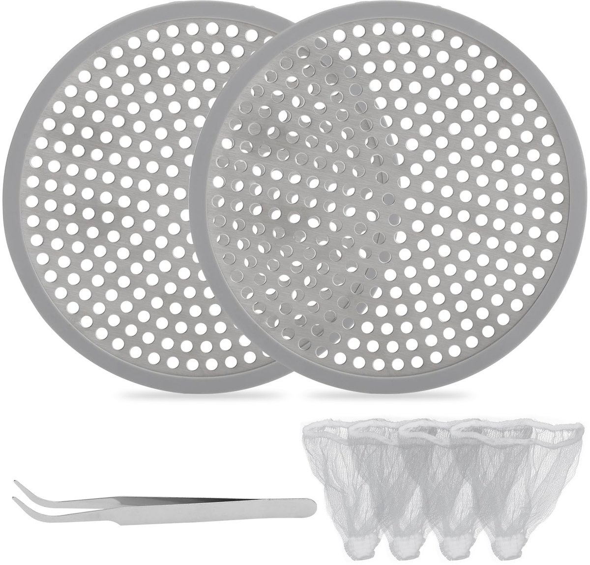 Dailygoods - Set van 2 Roestvrijstalen Douche Haarvangers met Pincet