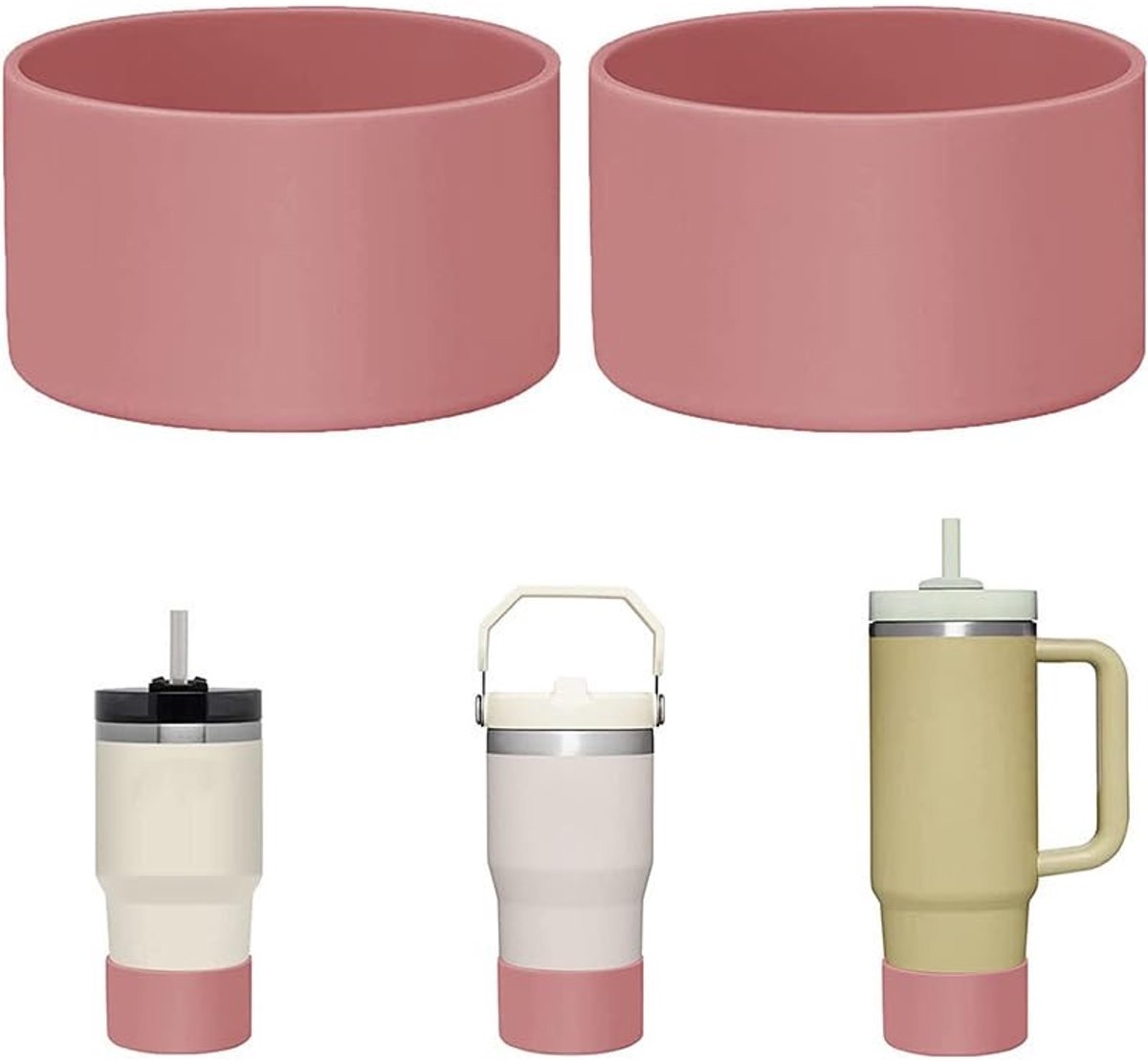 Dailygoods - Set van 2 Siliconen Kopafdekkingen met Rietjes