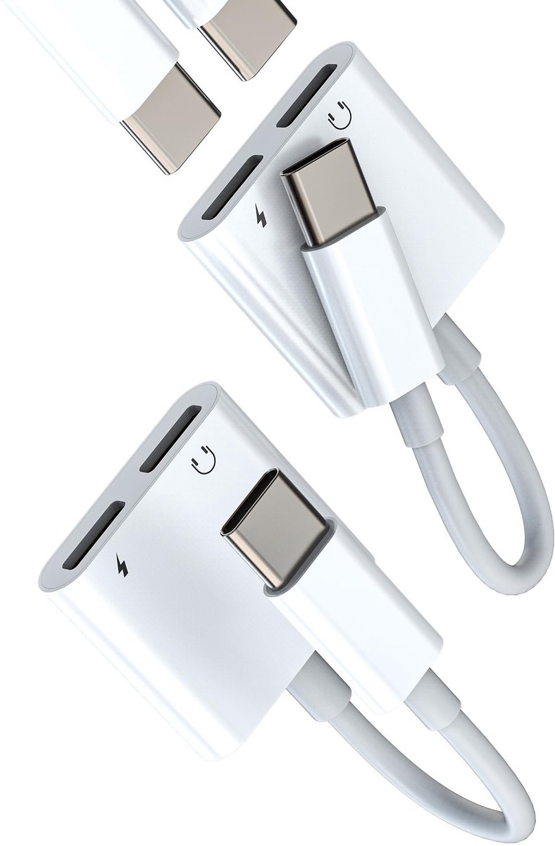 Dailygoods - USB C Aux Jack Audio en Oplaad Adapter (2 stuks)