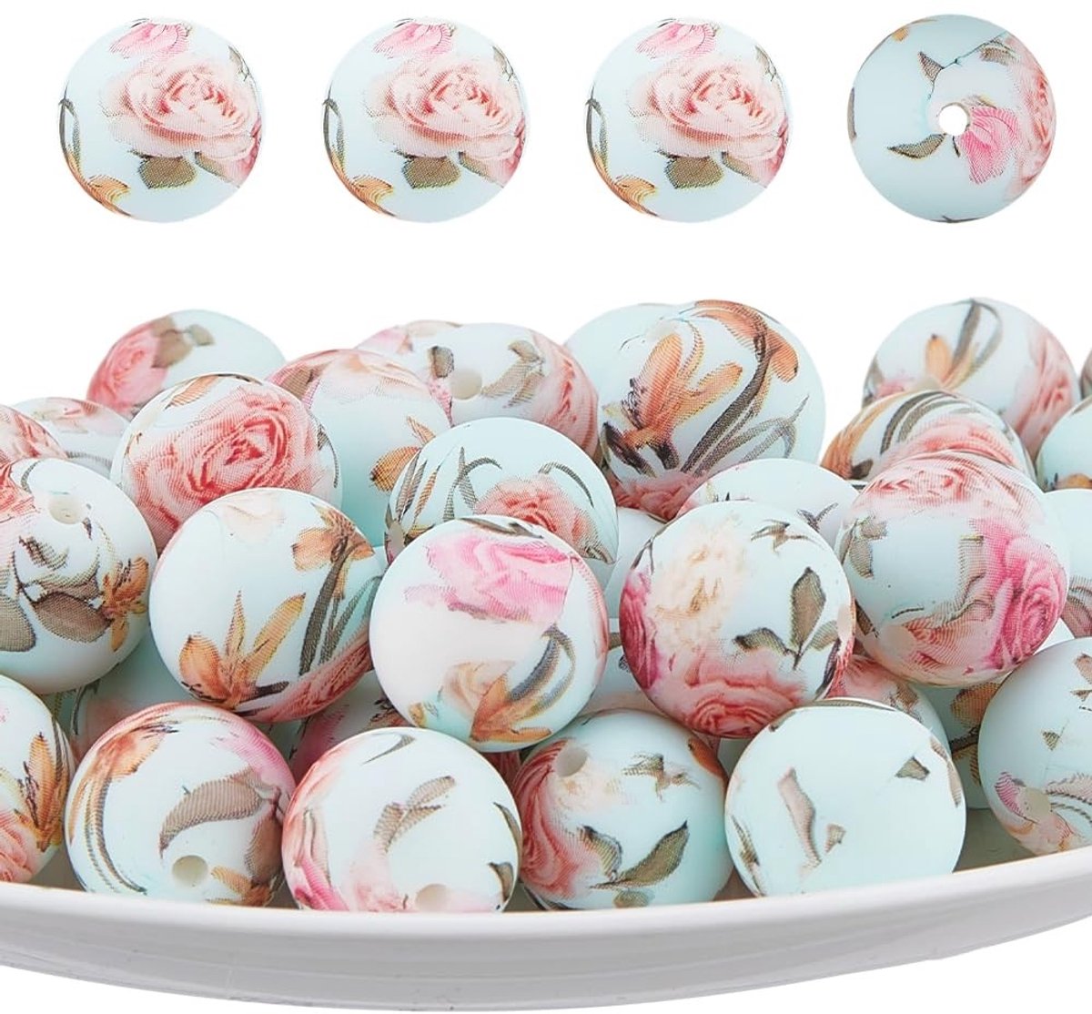 Dailygoods - Set van 50 Siliconen Bloemenkralen voor Sieraden Maken