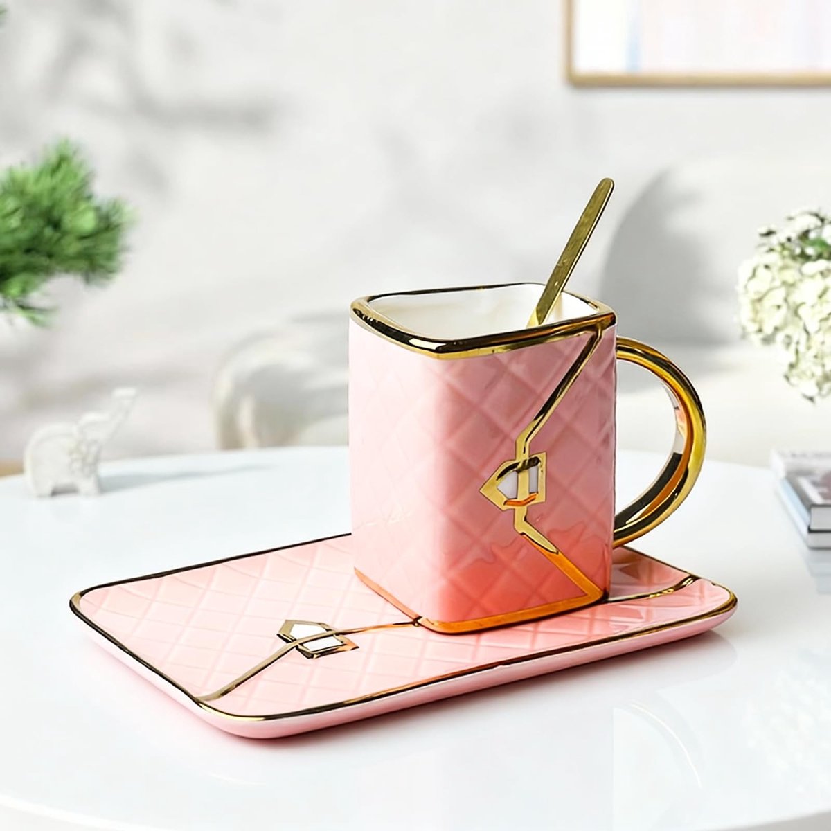 Dailygoods - Set van 310 ml Cappuccino Kopjes met Schotels en Lepels