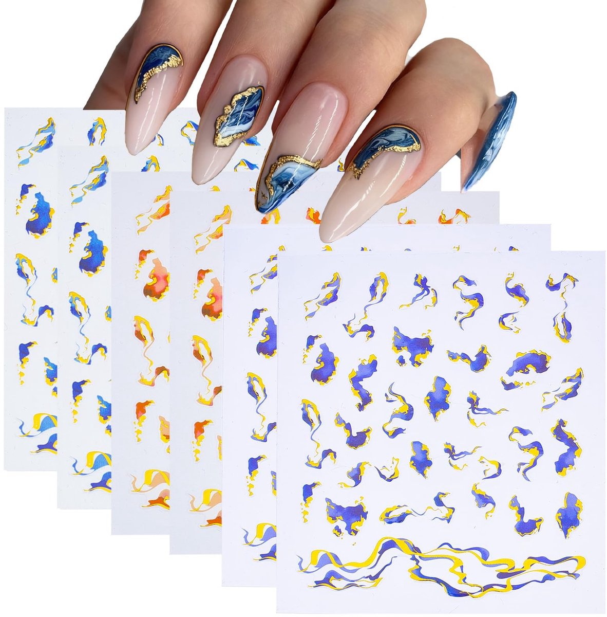 Dailygoods - 6 Vellen Zelfklevende 3D-Nagelstickers met Marmer Patroon