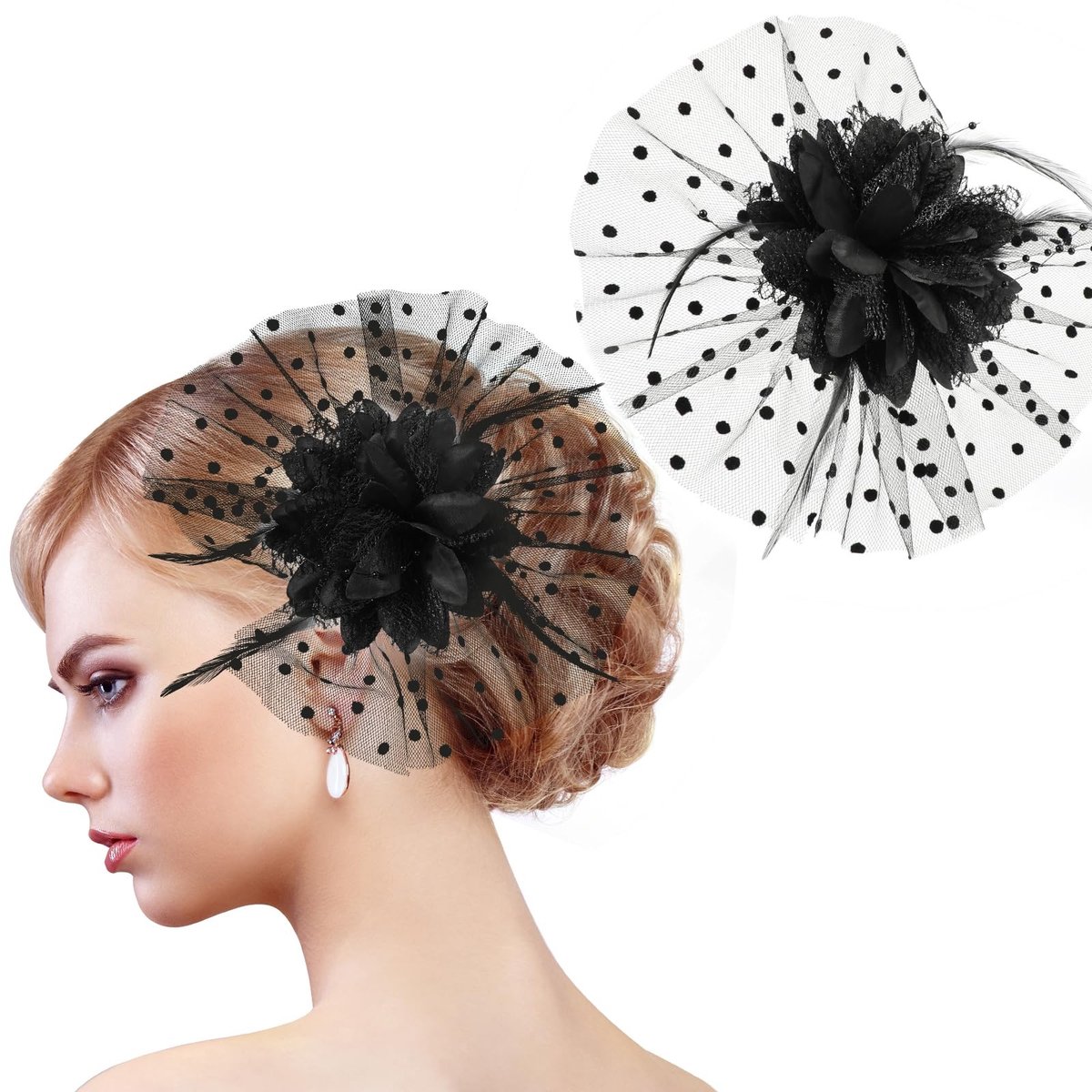 Dailygoods - Vintage Haarclip met Veer en Bloem voor Dames