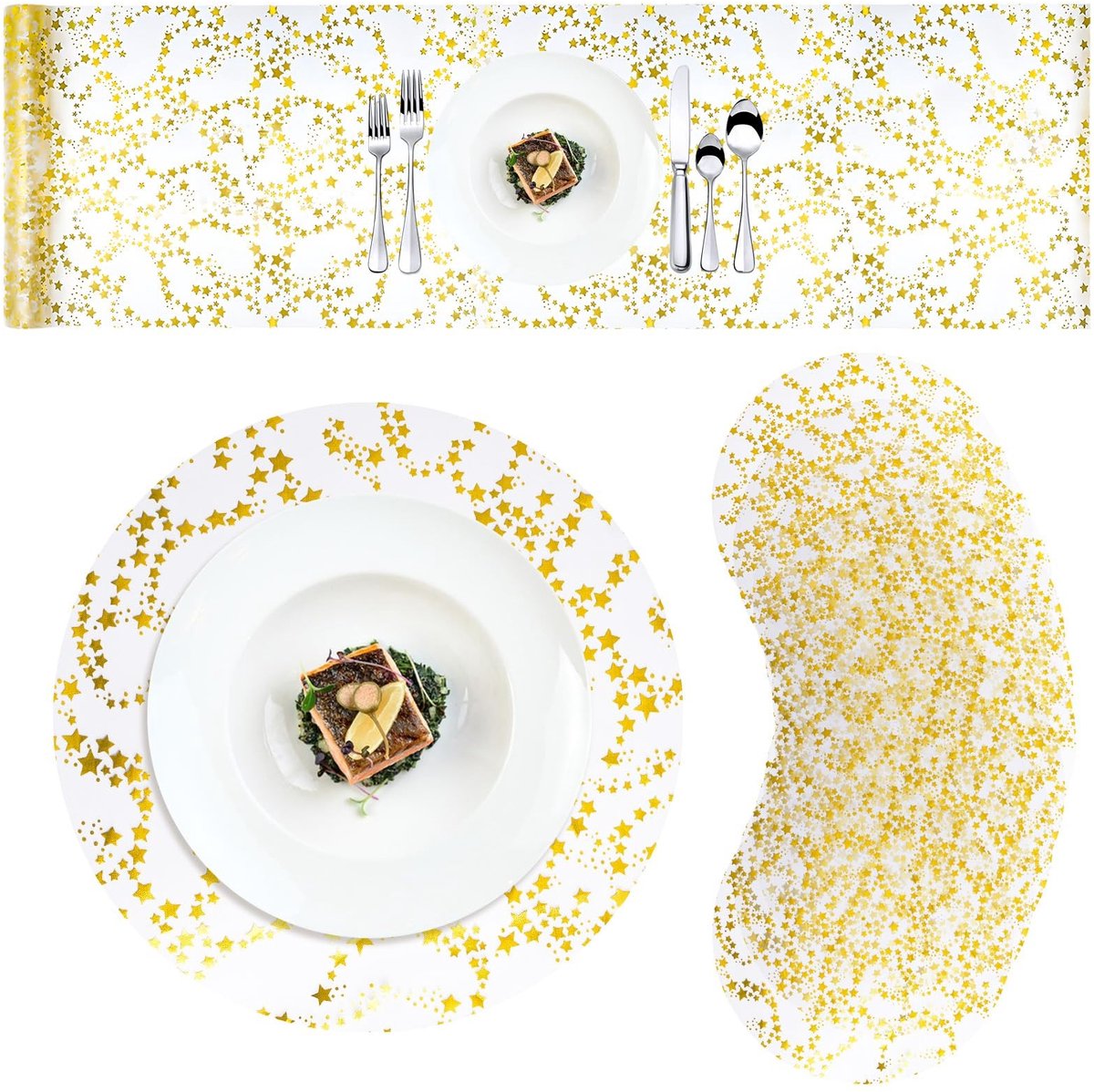 Dailygoods - 11 Stuks Gouden Ster Placemats Set voor Tafeldecoratie