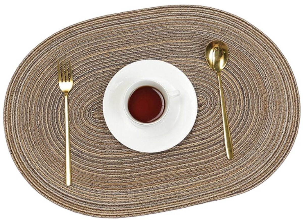 Dailygoods - Set van 6 Ovale Geweven Placemats