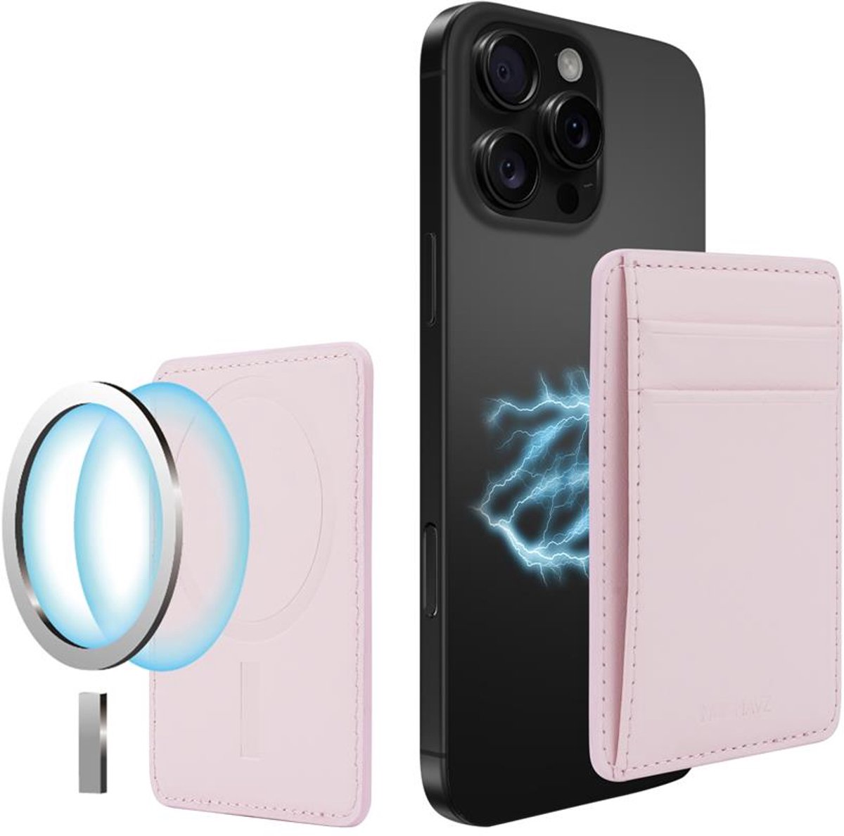 Musthavz Vegan Leather MagSafe Wallet – Roze – Magnetische Kaarthouder voor iPhone