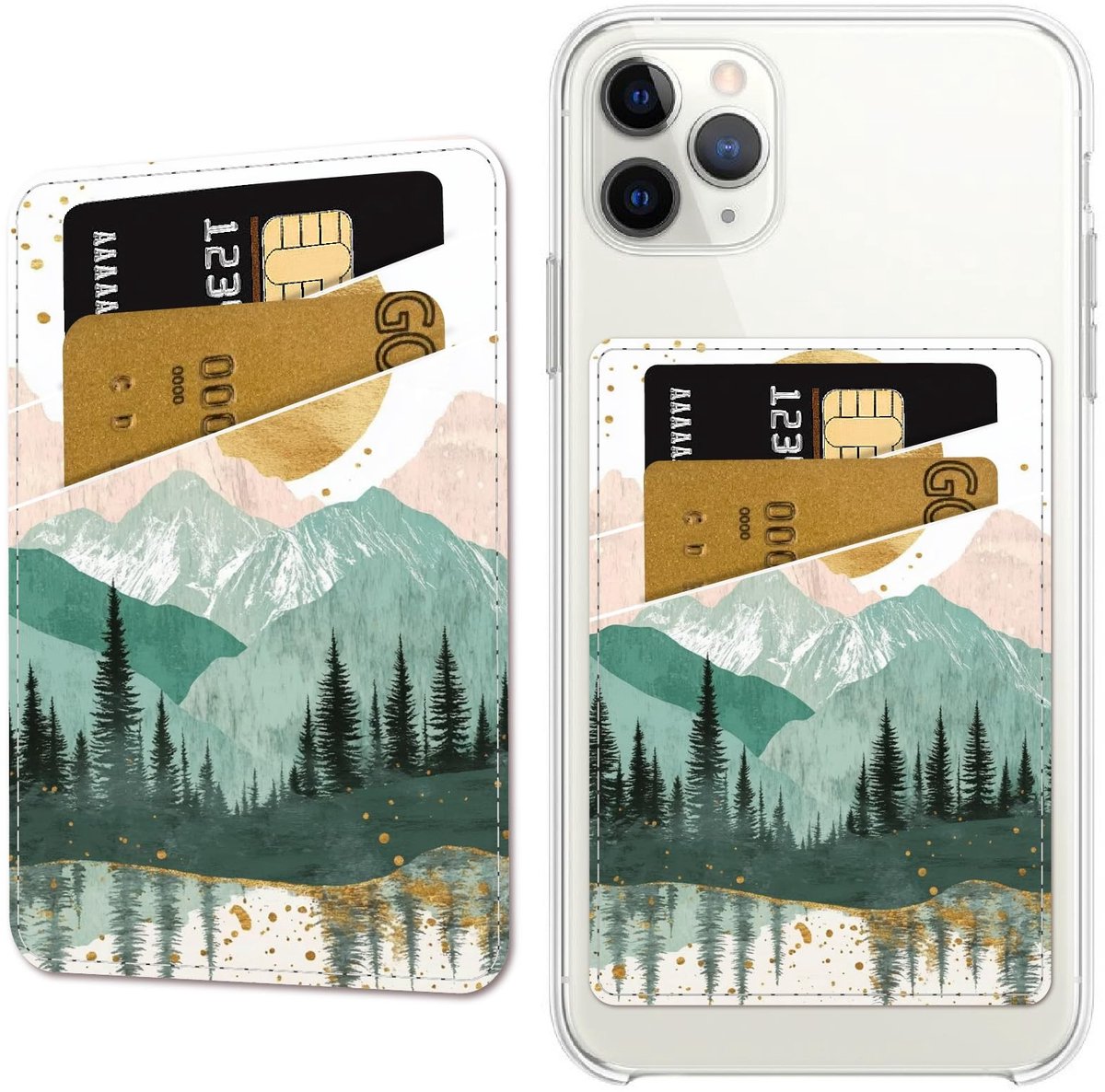 Dailygoods - Lederen Mobiele Telefoon Kaarthouder met Zelfklevende Sticker