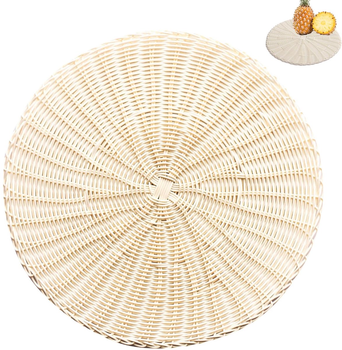 Dailygoods - Ronde Isolatie Placemats Set van 4 in Wit