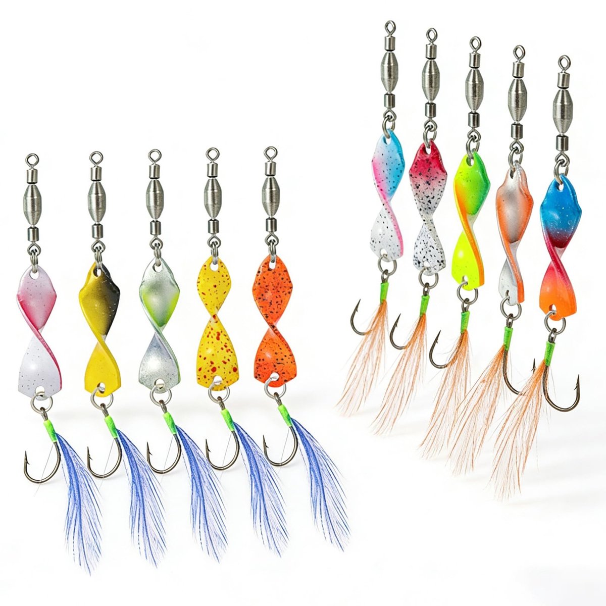 Dailygoods - Set van 10 UV-actieve Twistlepels voor Forelvisserij