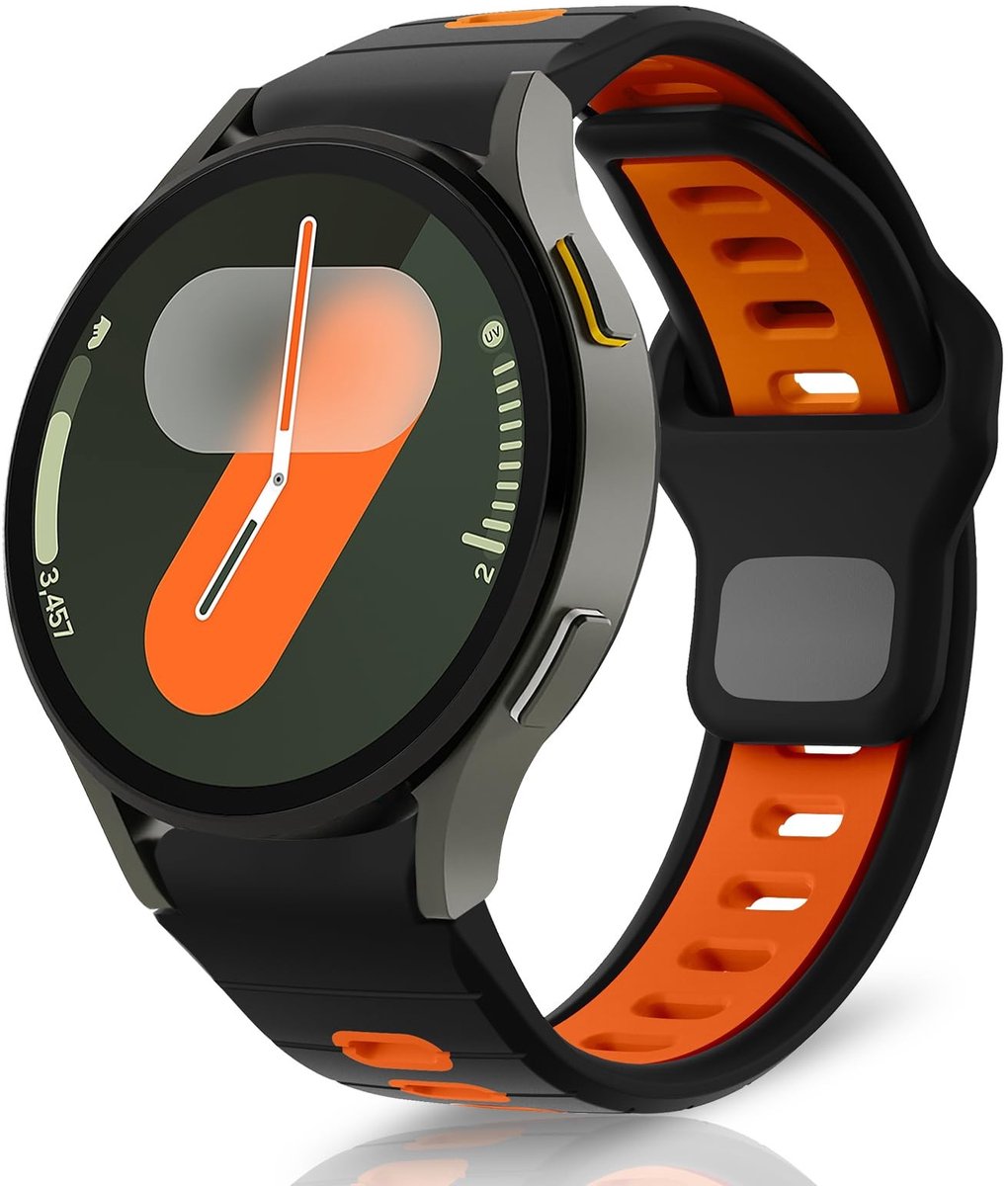 Dailygoods - Sporthorlogeband voor Galaxy Watch 7 en 6, Siliconen Zwart/Oranje
