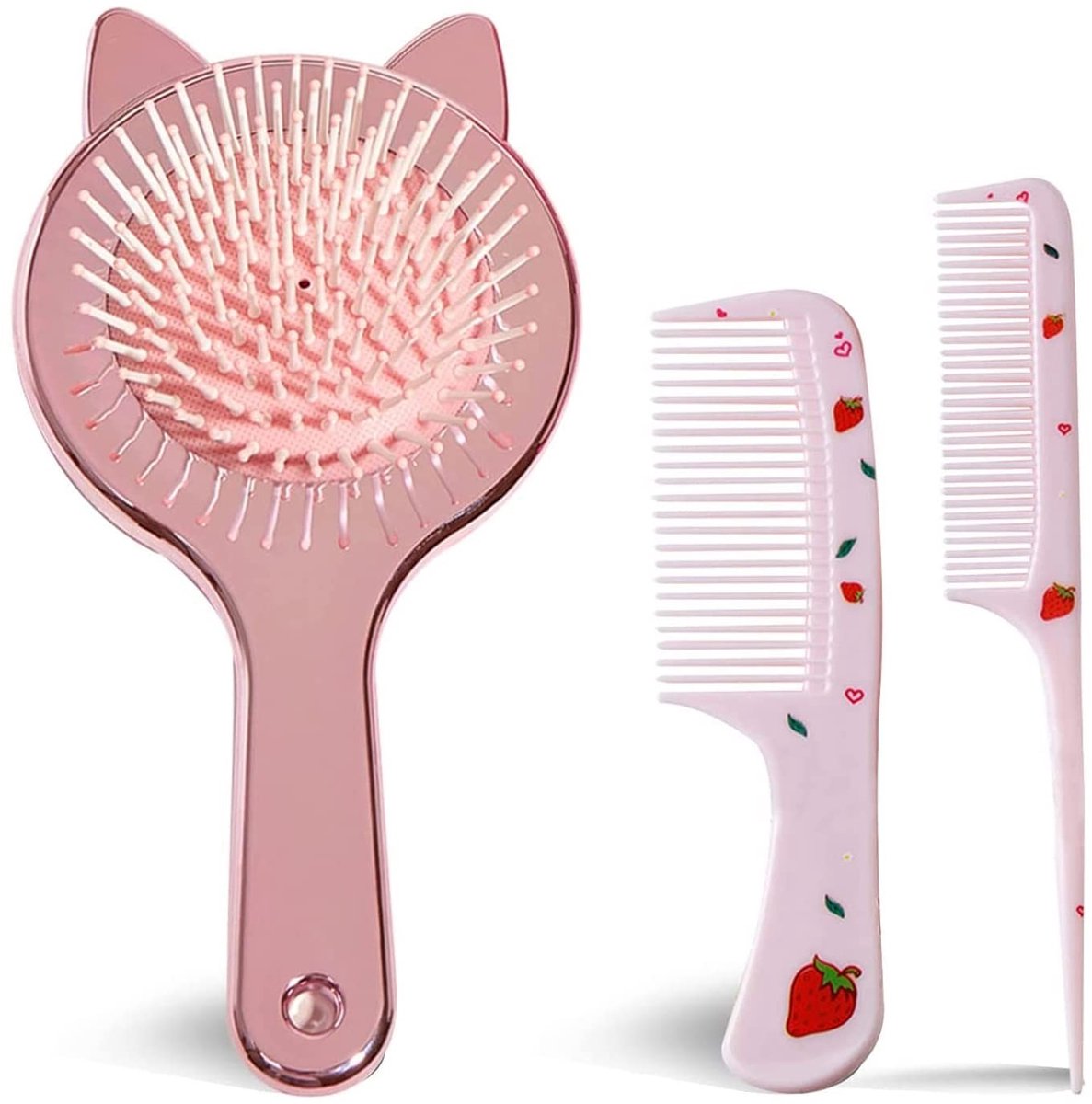 Dailygoods - Haarborstel voor Kinderen, Roze Massageborstel 3-delig