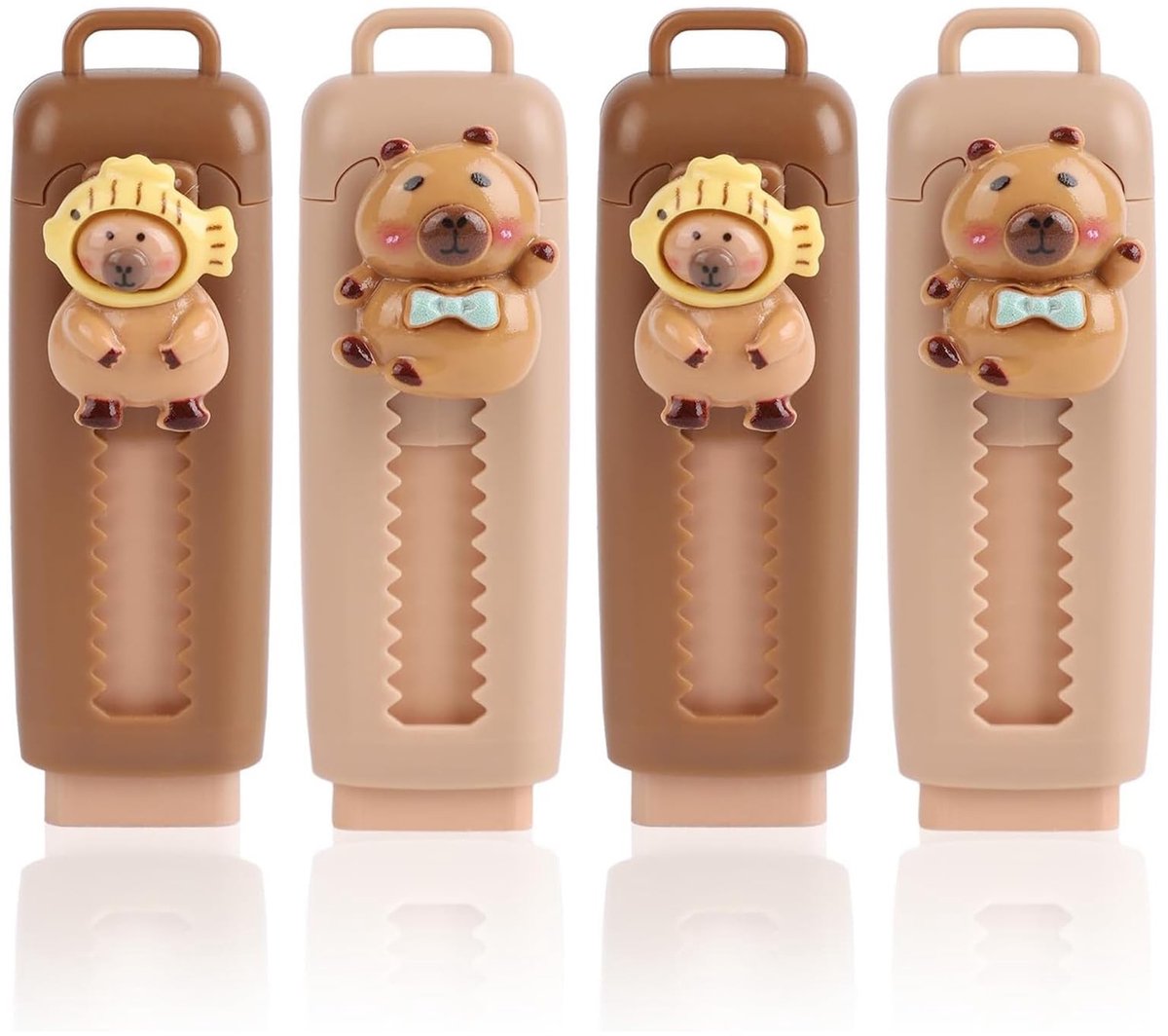 MTTProducts - Capybara Gummen - Schuifbare Gum - Aantrekkelijk Ontwerp - 4 Stuks - Kindvriendelijk - Perfect voor Schoolgebruik - Capybara Model
