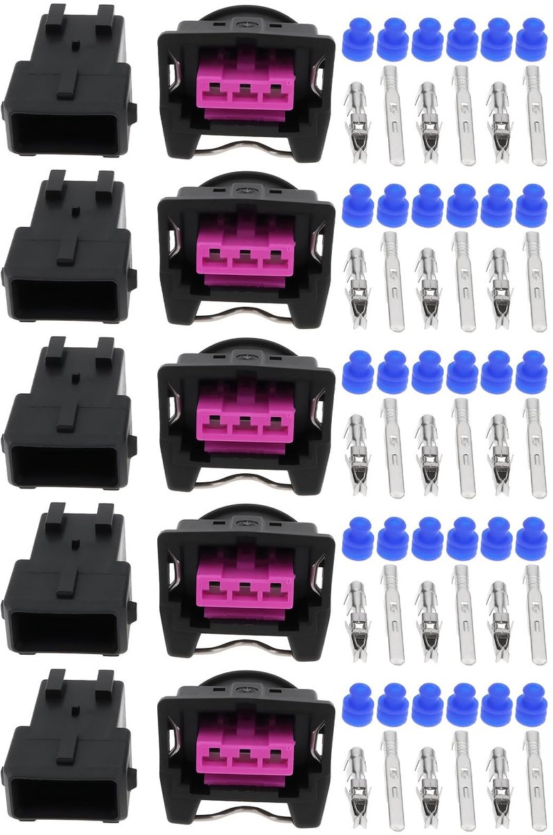 Dailygoods - 5 Sets 3-Pin Auto Sensor Connector Plug voor VW en Audi