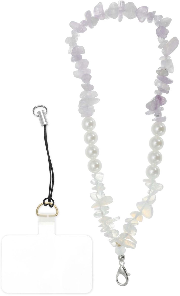 Dailygoods - Mobiele Telefoonketting Kunstparels Universeel Paars