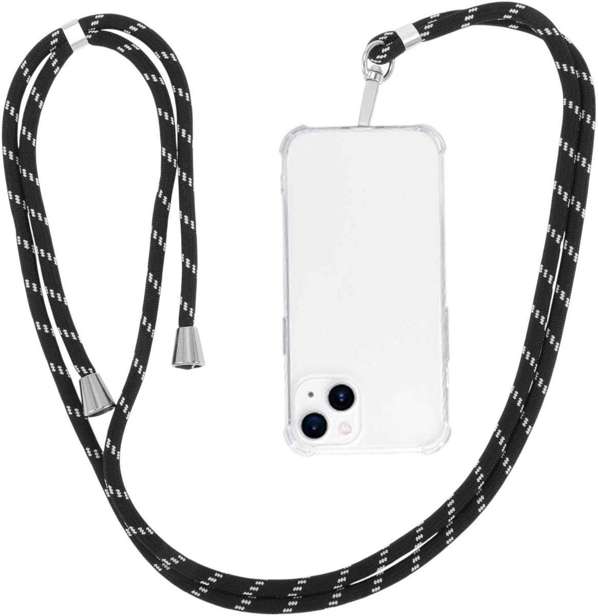 Dailygoods - Telefoonkoord voor Smartphones met Universele Patch in Zwart-Wit
