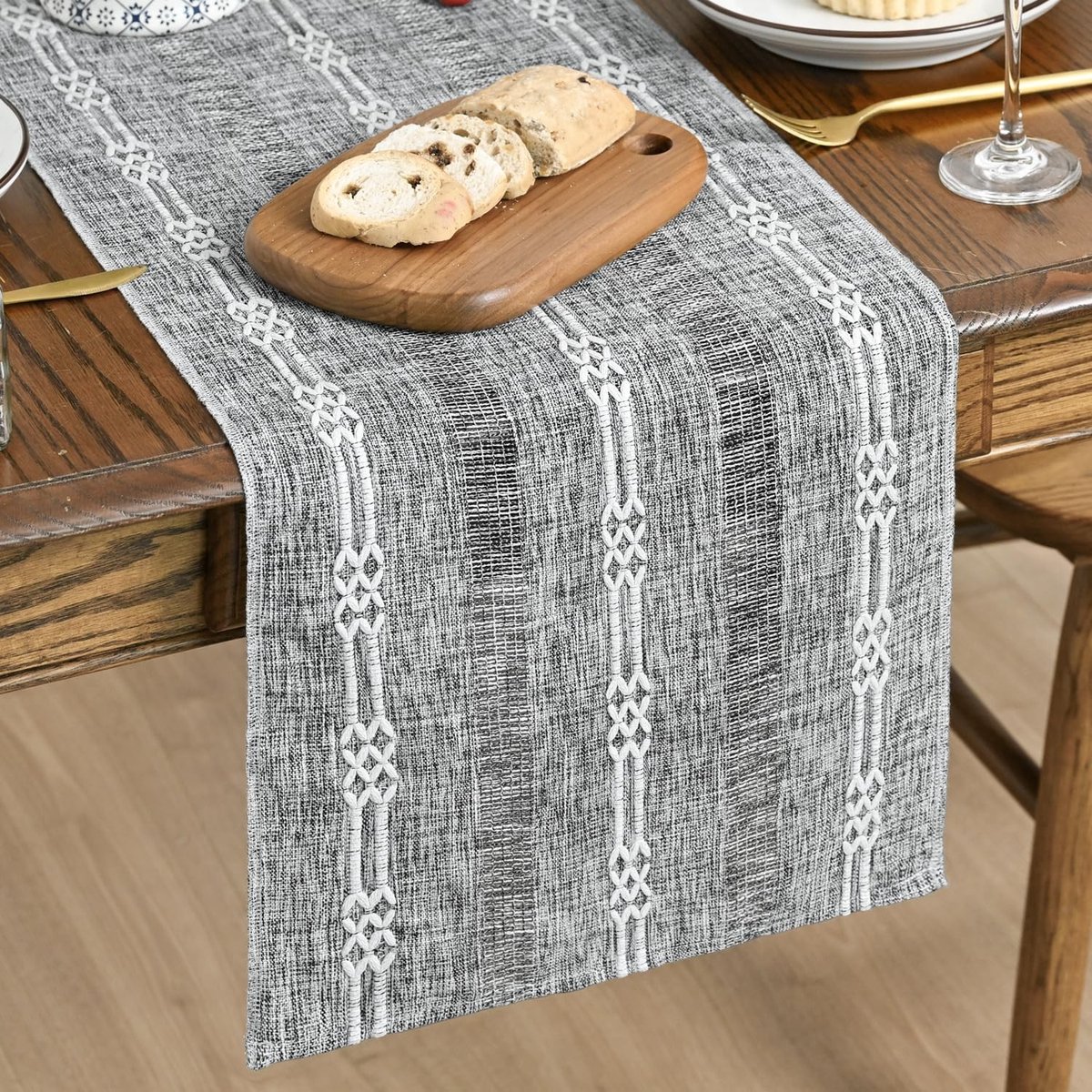 Dailygoods - Linnen Tafelloper met Rustieke Boho Uitstraling 33x243 cm