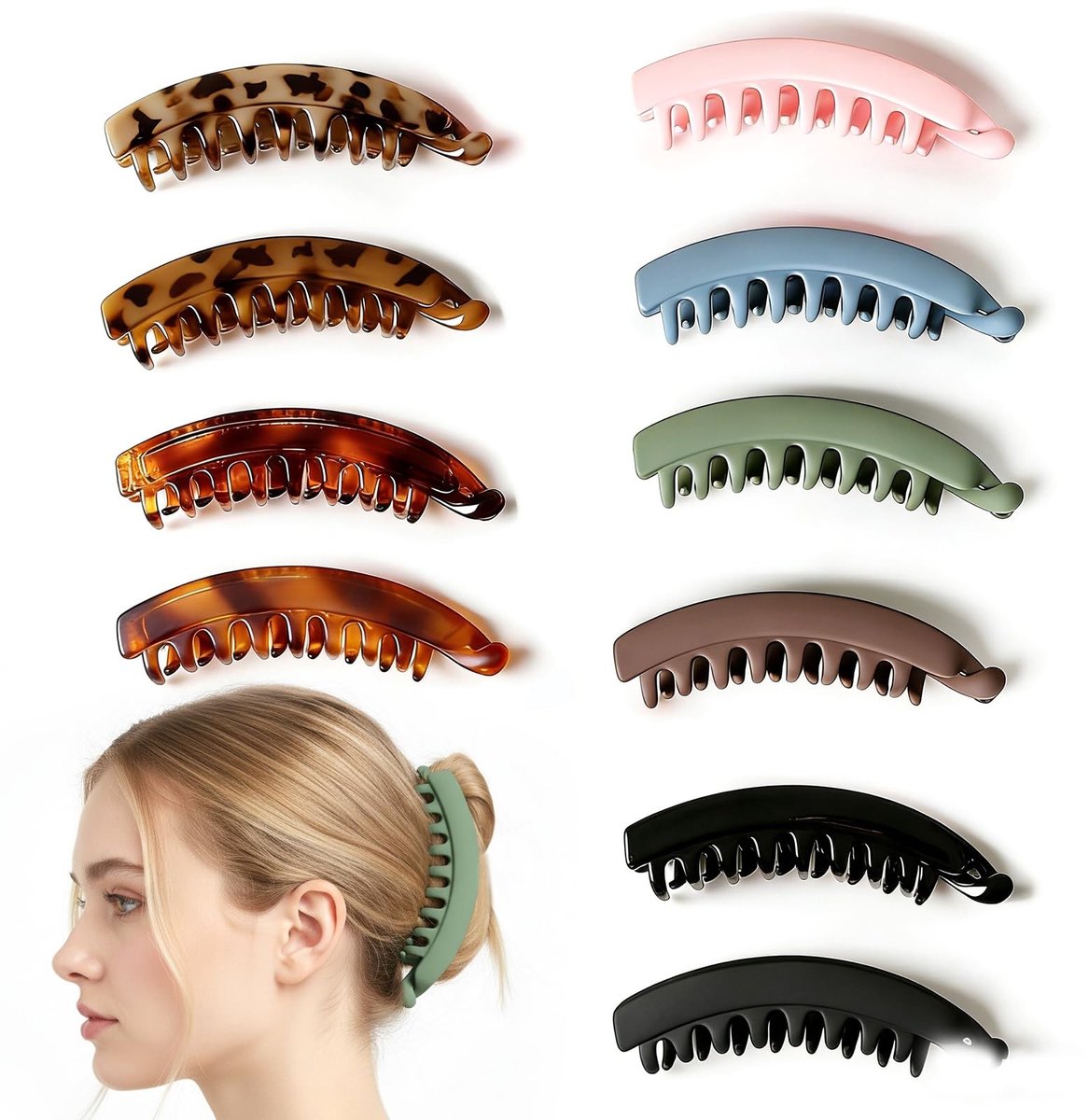 Dailygoods - Set van 10 Bananenclips Haarclips in Diverse Kleuren