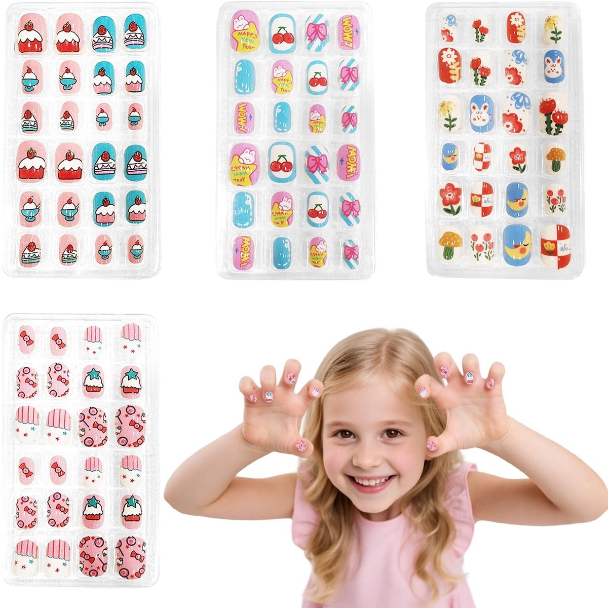 Dailygoods - Set van 96 Pre-Gelijmde Kunstnagels voor Kinderen